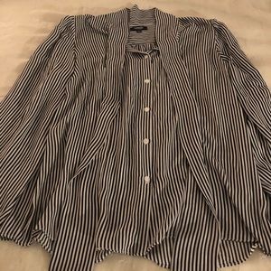 Long sleeve black & white striped blouse